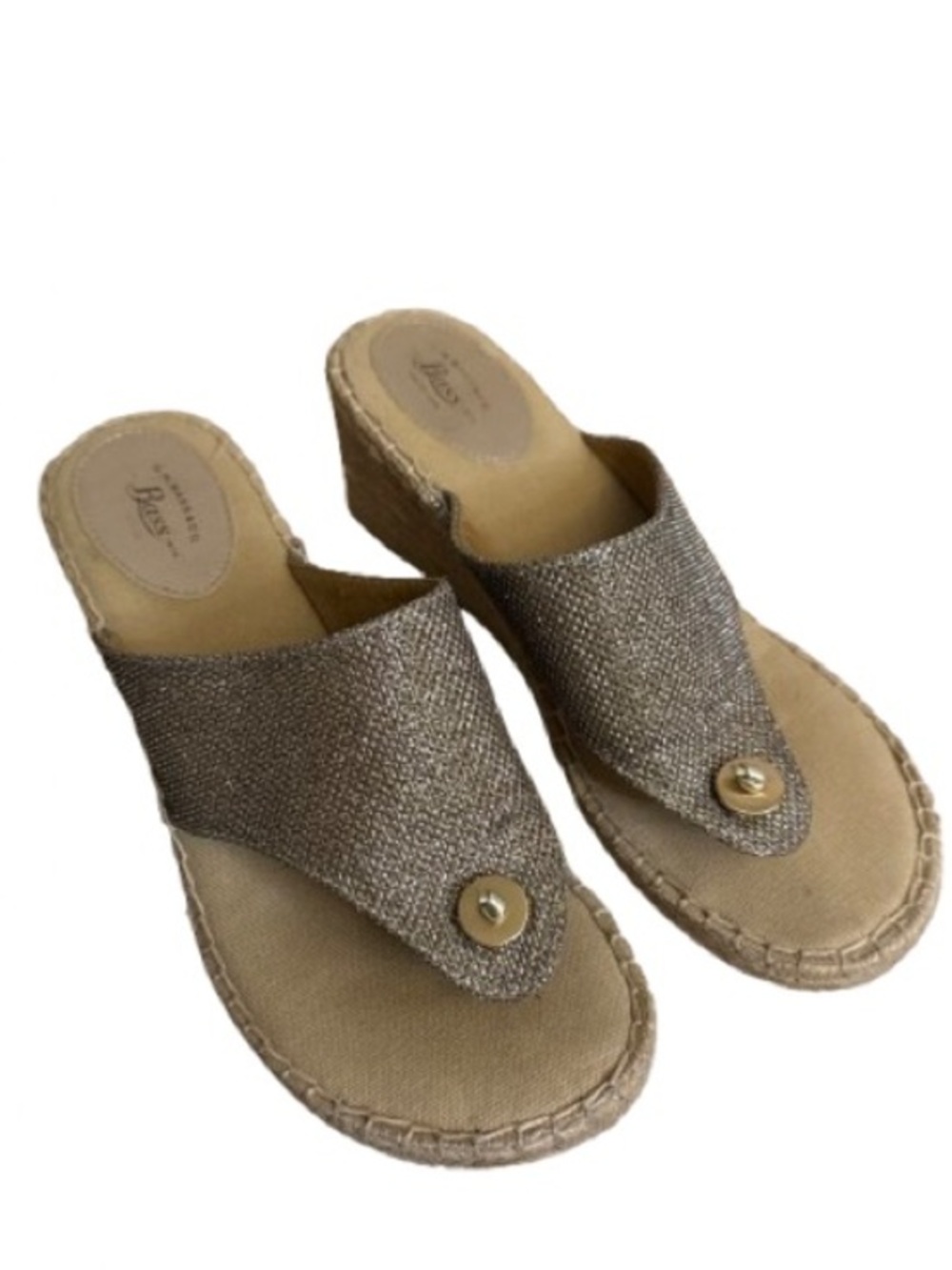 G.H. Bass Metallic Espadrille Wedge Sandals Size 8 Bronze Comfort